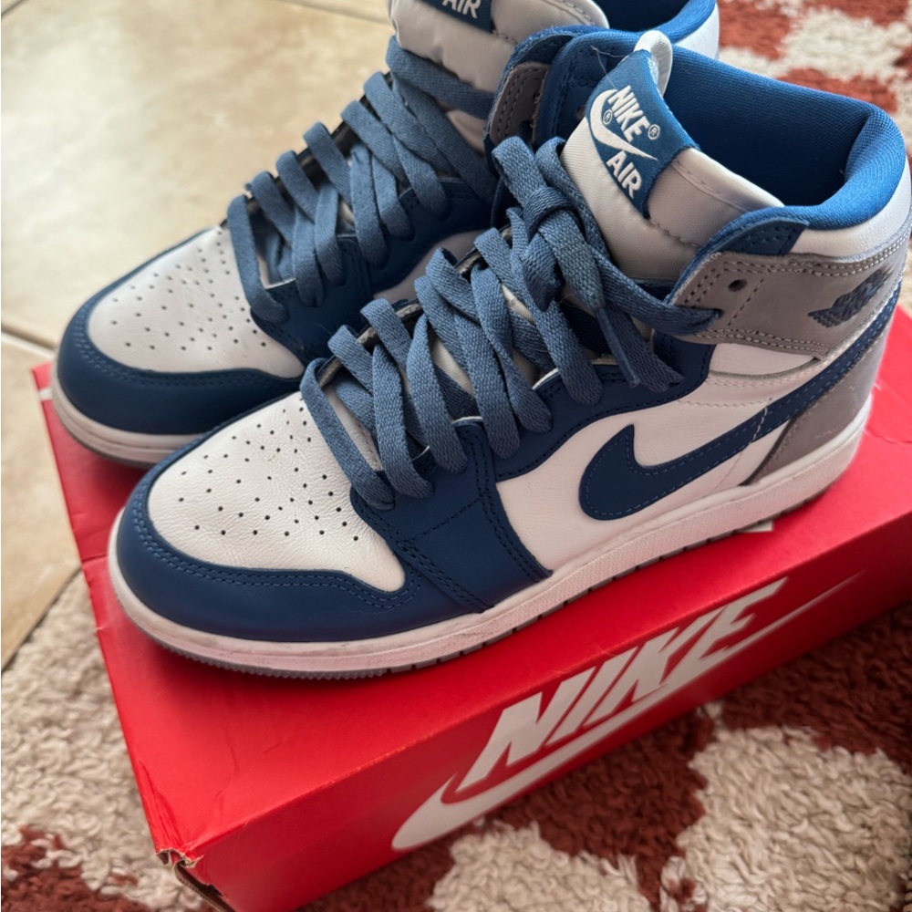 Nike Air Jordan 1 OG High True Blue/Cement Grey/White Boys Size 6Y
